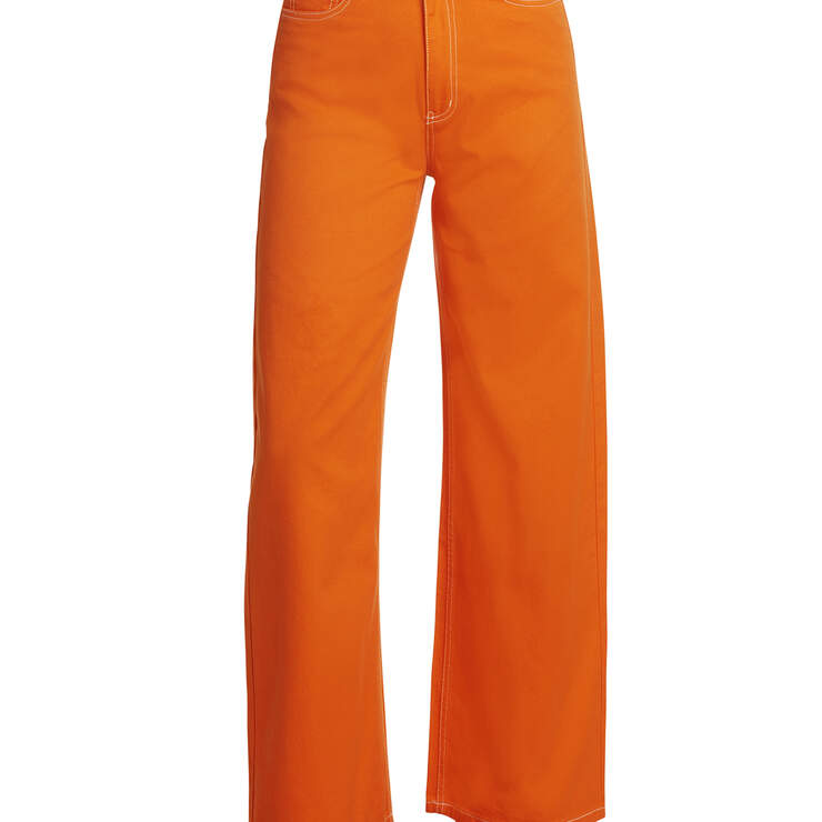 Dickies Girl Juniors' 5-Pocket High Rise Wide Leg Skater Pants - Orange (OR) image number 1