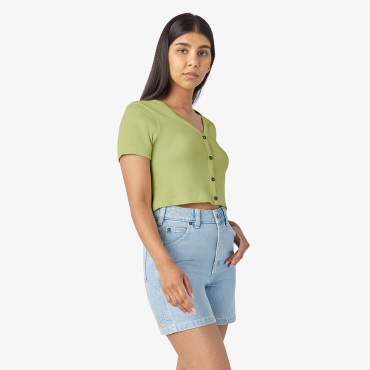 Women’s Short Sleeve Emporia Cardigan - Pale Green (AEG) image number 4