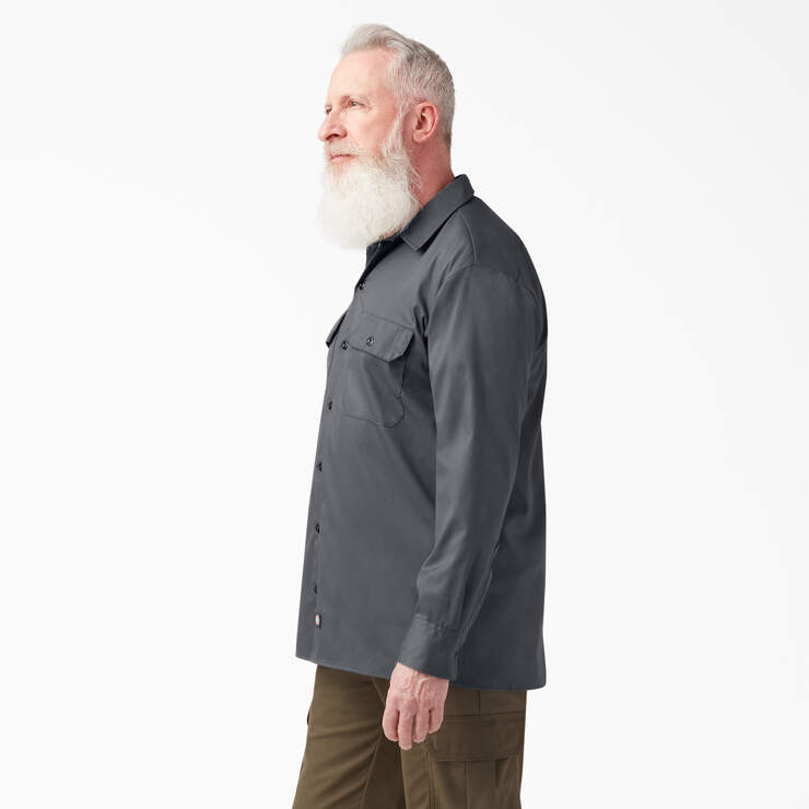 FLEX Relaxed Fit Long Sleeve Work Shirt - Charcoal Gray (CH) image number 3