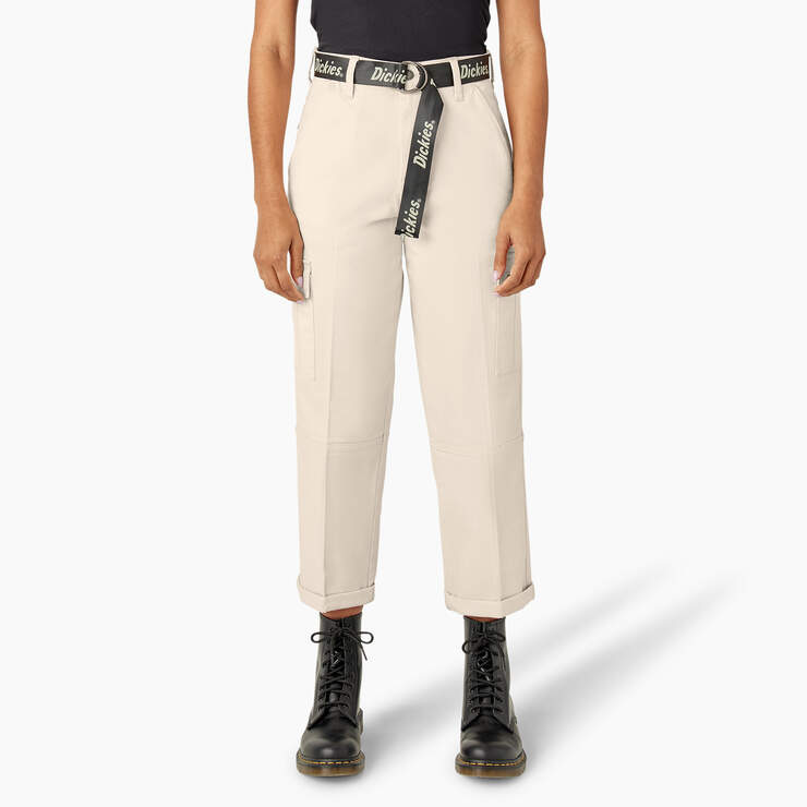 Women's Relaxed Fit Cropped Cargo Pants - Stone Whitecap Gray (SN9) image number 1