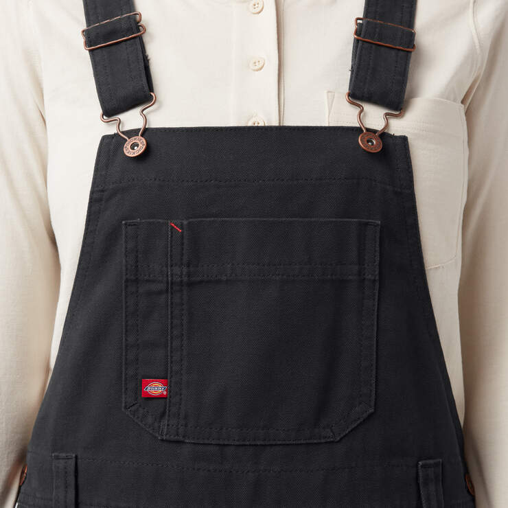 Women's Relaxed Fit Bib Overalls - Rinsed Black (RBK) image number 5