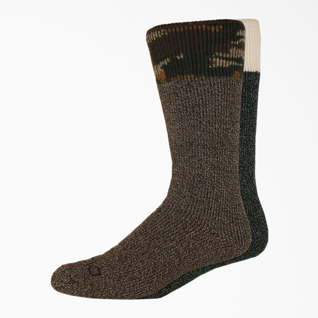 Heavyweight Charcoal Fiber Crew Socks, Size 6-12, 2-Pack - Pebble Brown Black Olive Camo &#40;BOC&#41;