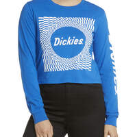 Dickies Girl Juniors' Long Sleeve Check Swirl Cropped T-Shirt - Electric Blue (EB)