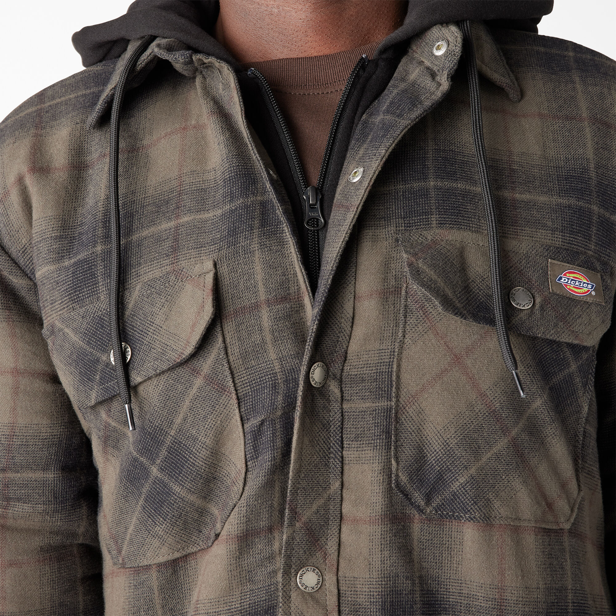 Fleece Hooded Flannel Shirt Jacket with DWR Mens Shirt Jackets