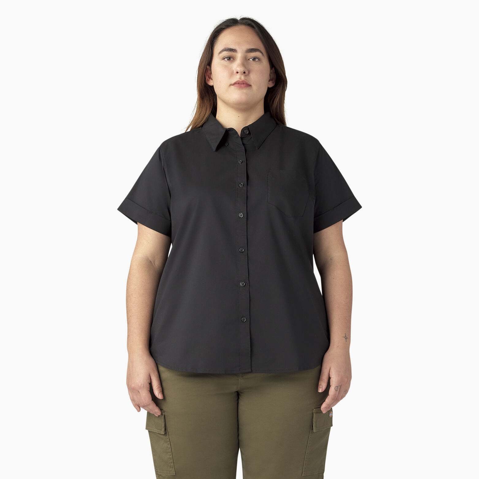 Women S Plus Stretch Button Up Shirt Dickies Us