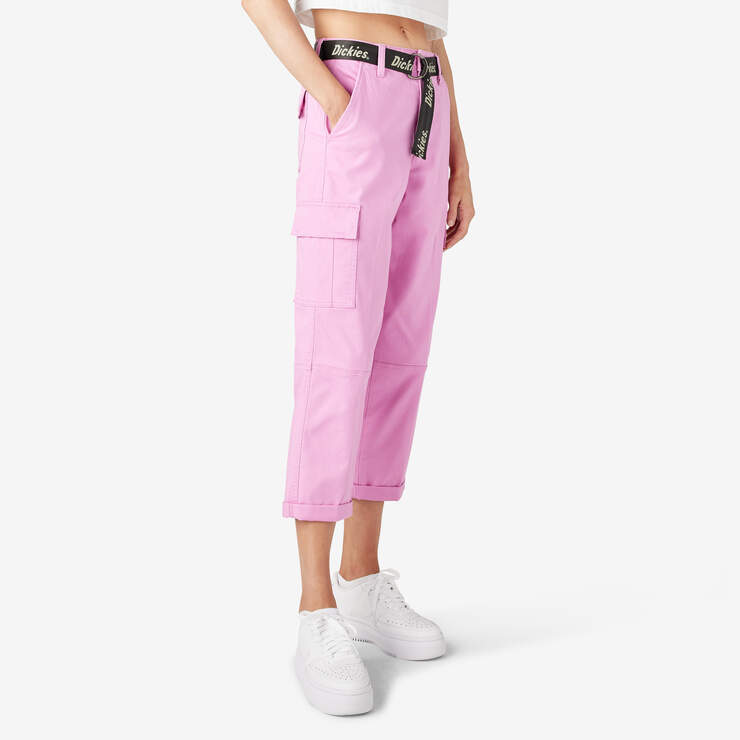 Women's Relaxed Fit Cropped Cargo Pants - Wild Rose (WR2) image number 4