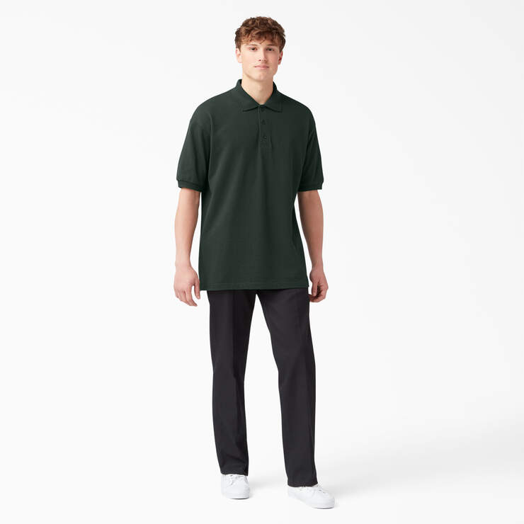 Adult Size Piqué Short Sleeve Polo - Hunter Green (GH) image number 4
