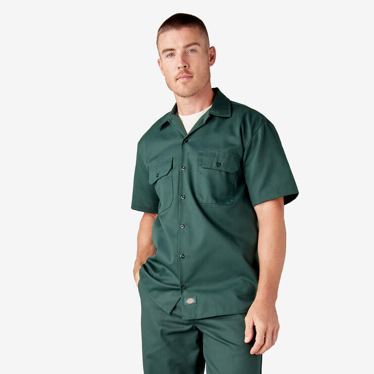 Short Sleeve Work Shirt - Hunter Green (GH) image number 1