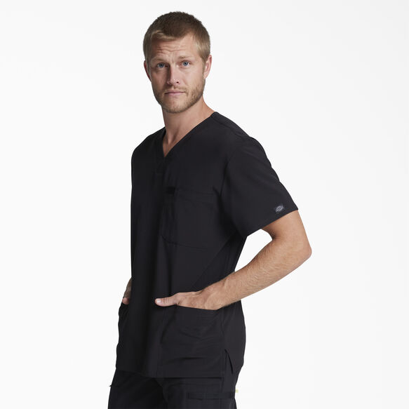 Men&#39;s EDS Essentials V-Neck Scrub Top with Patch Pockets - Black &#40;BLK&#41;