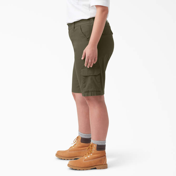 Women's Plus FLEX Regular Fit Ripstop Cargo Shorts, 9" - Military Green (ML) image number 3