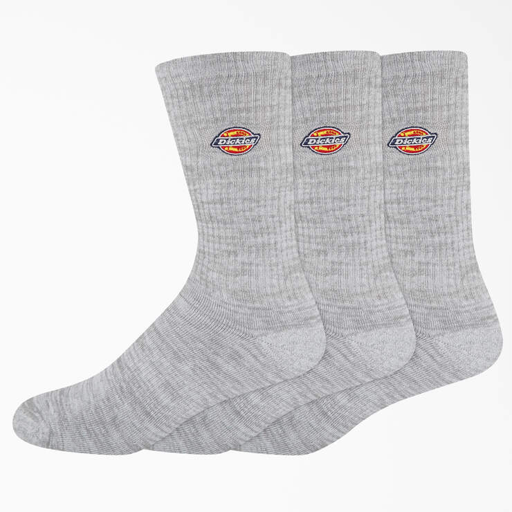 Dickies Embroidered Crew Socks, Size 6-12, 3-Pack - Gray (GY) image number 1