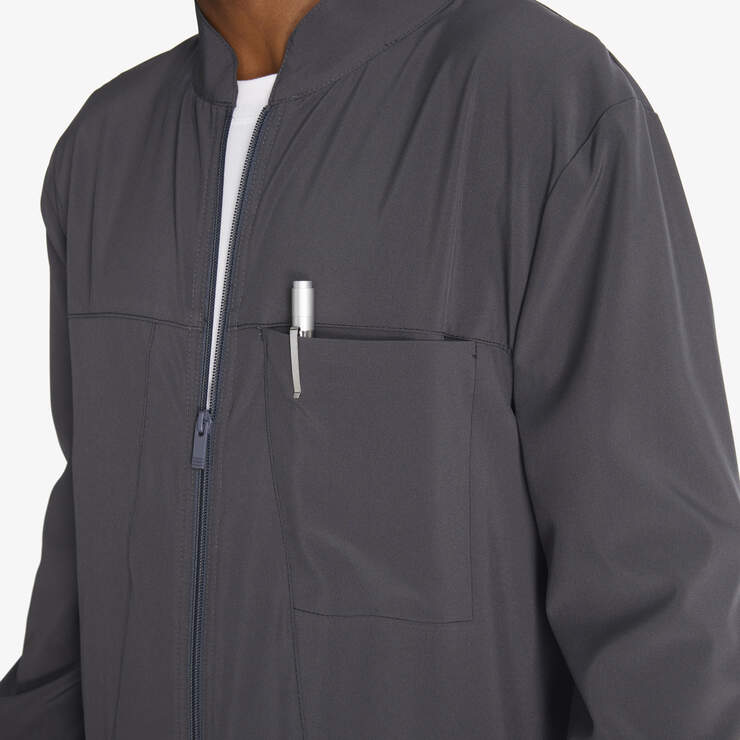 Men's EDS Essentials Zip Front Scrub Jacket - Pewter Gray (PEW) image number 7