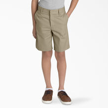 Young Adult Sized Classic Fit Flat Front Shorts - Military Khaki &#40;KH&#41;