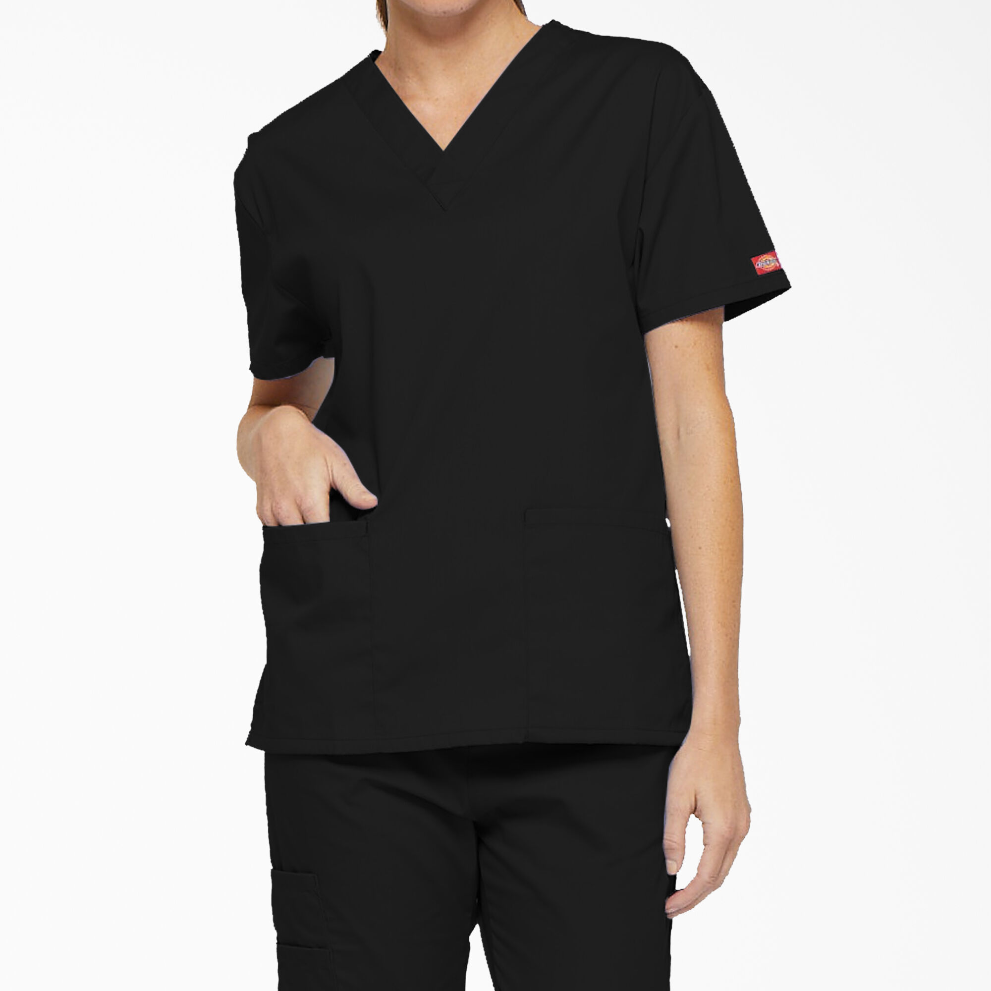 Dickies Scrubs 83706 V Neck Unisex Scrub Top Dickies EDS Hot Pink 