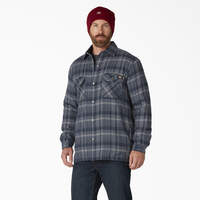 Water Repellent Fleece-Lined Flannel Shirt Jacket - Dark Navy Dark Denim Plaid (R2P)