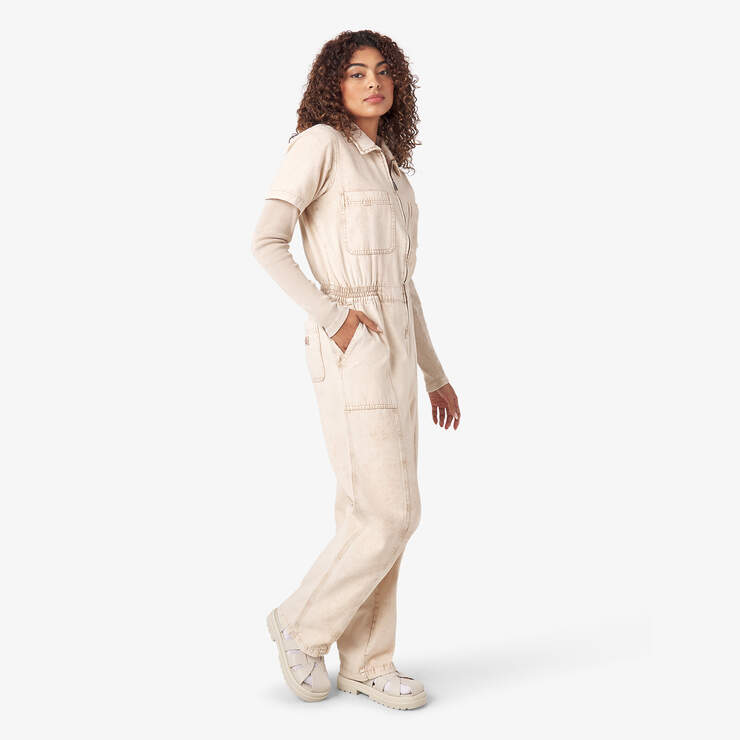 Women’s Newington Duck Canvas Coveralls - Sandstone Overdyed Acid Wash (AWA) image number 4