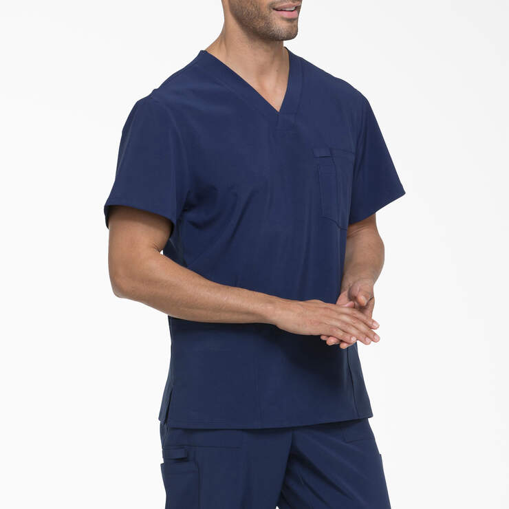 Men's EDS Essentials V-Neck Scrub Top with Patch Pockets - Navy Blue (NYPS) image number 4