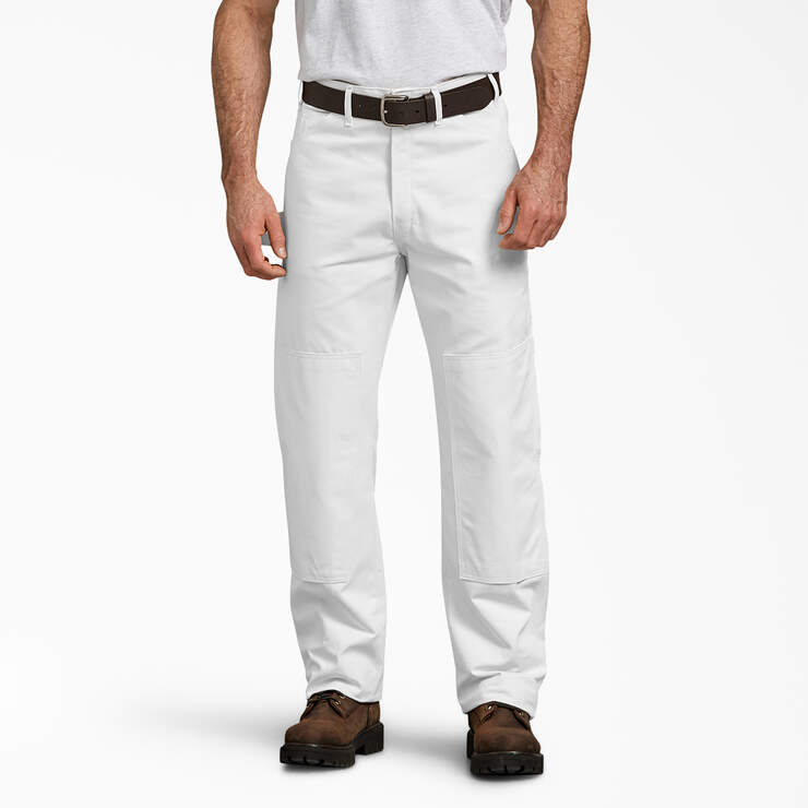 Relaxed Fit Double Knee Carpenter Painter's Pants - White (WH) image number 1