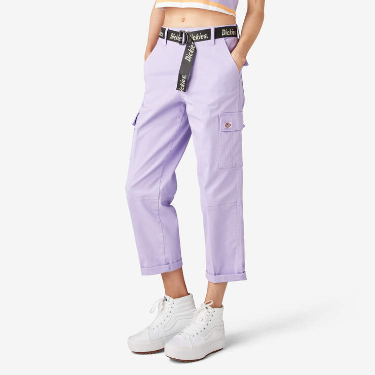 Women's Relaxed Fit Cropped Cargo Pants - Purple Rose (UR2) image number 3