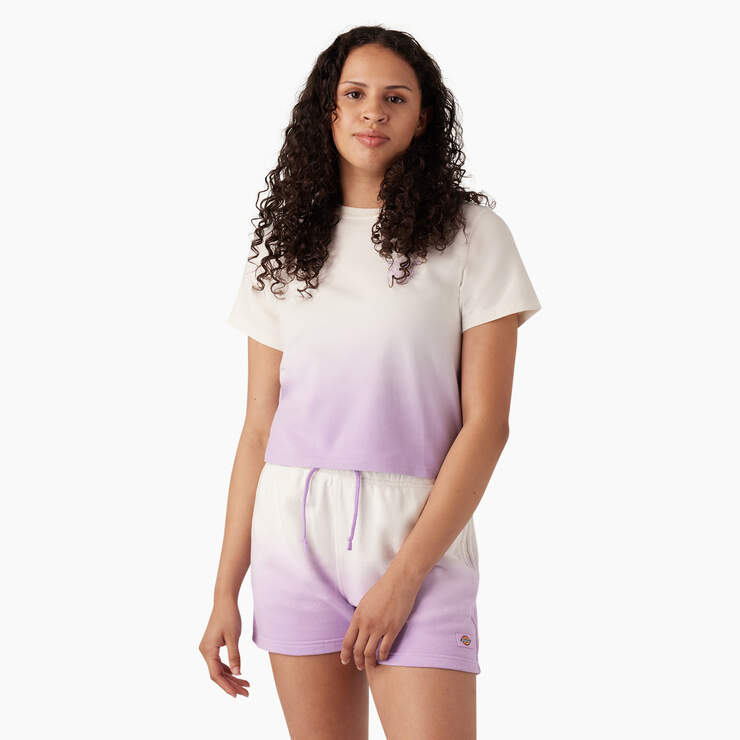 Women's Ombre Cropped T-Shirt - Cloud/Purple Rose Dip Dye (CUD) image number 1