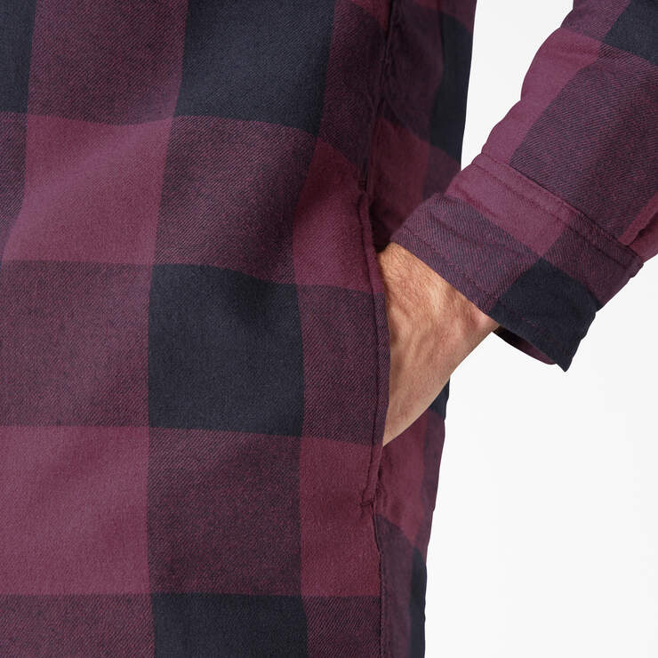 Flannel Hooded Shirt Jacket - Grape Wine Buffalo Plaid (GPN) image number 9