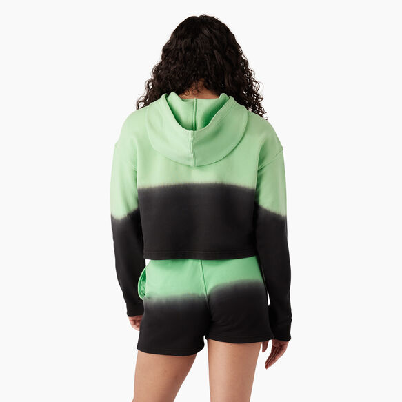 Women&#39;s Cropped Ombre Hoodie - Apple Mint/Black Dip Dye &#40;AMD&#41;