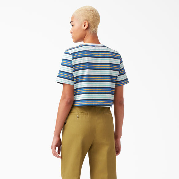 Women&rsquo;s Striped Cropped T-Shirt - Cobalt Stripe &#40;C2S&#41;
