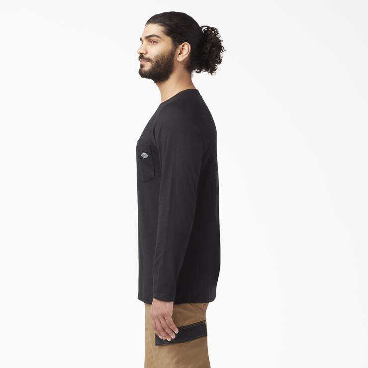 Cooling Long Sleeve Pocket T-Shirt - Black (BK) image number 3