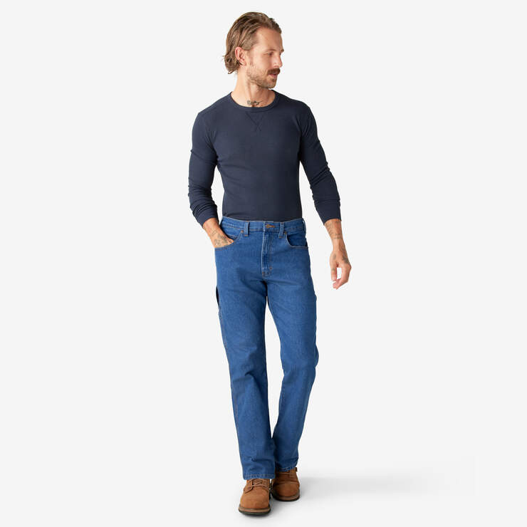 FLEX Relaxed Fit Carpenter Jeans - Stonewashed Indigo Blue (SNB) image number 5