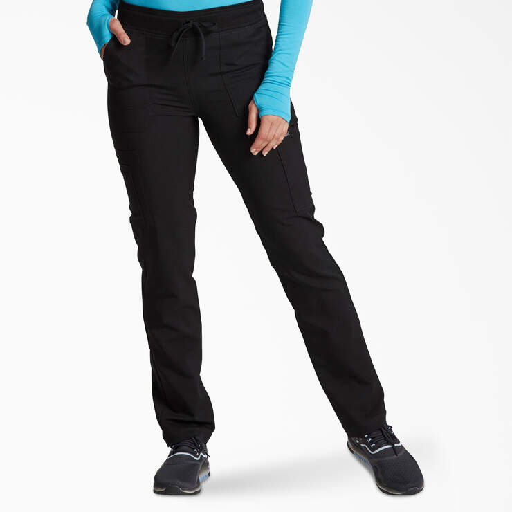 Women's Balance Tapered Leg Cargo Scrub Pants - Black (BLK) image number 1