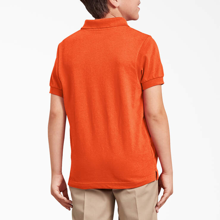 Kids' Piqué Short Sleeve Polo, 4-20 - Orange (OR) image number 2