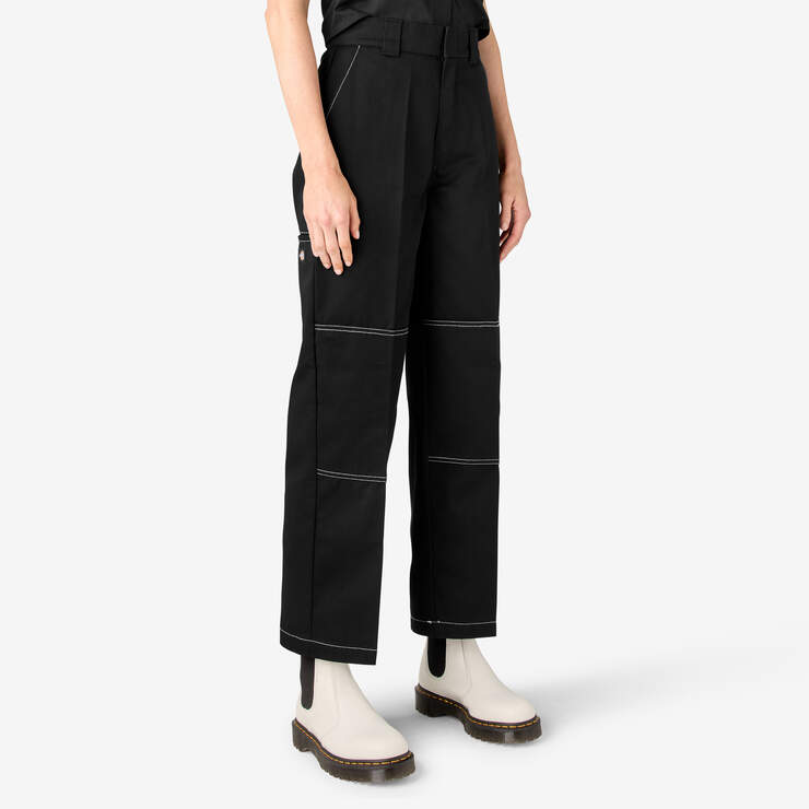 Women’s Relaxed Fit Double Knee Pants - Black (BKX) image number 4