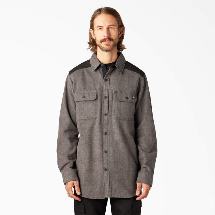 Heavyweight Brawny Flannel Shirt - Gray w/ Black (A1J) image number 1