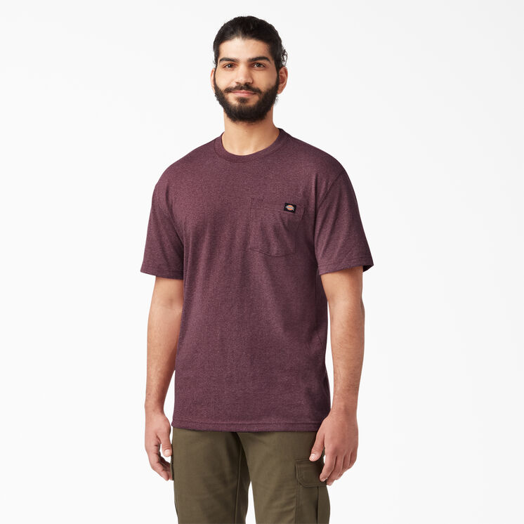 Heavyweight Heathered Short Sleeve Pocket T-Shirt - Burgundy &#40;BYD&#41;