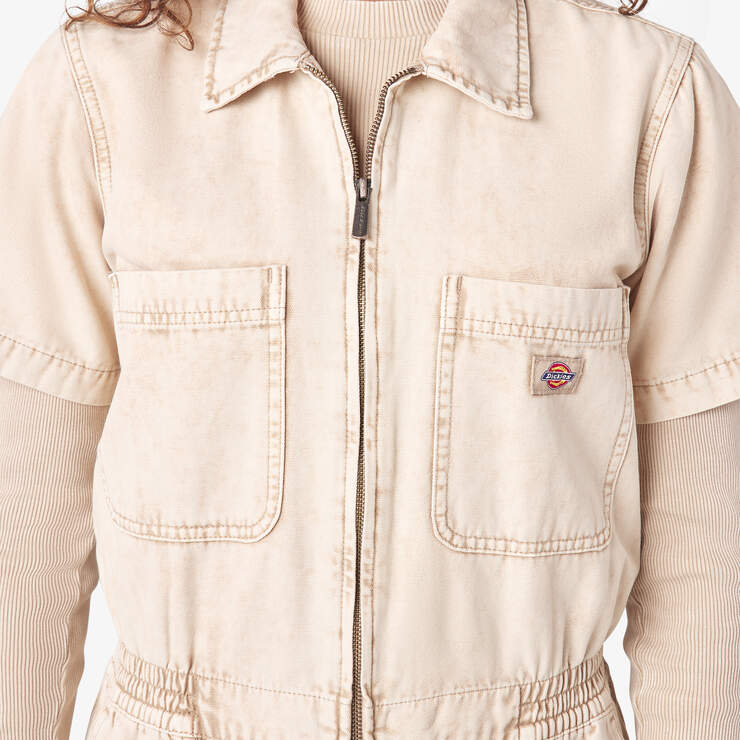 Women’s Newington Duck Canvas Coveralls - Sandstone Overdyed Acid Wash (AWA) image number 9