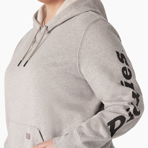 Women&#39;s Plus Heavyweight Logo Sleeve Hoodie - Heather Gray &#40;HG&#41;