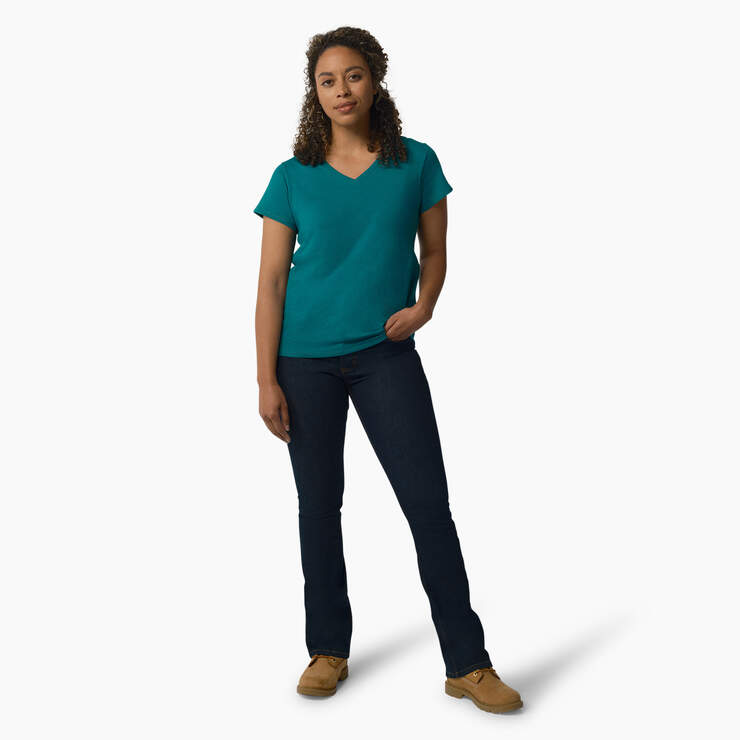Women's Short Sleeve V-Neck T-Shirt - Deep Lake (DL2) image number 4