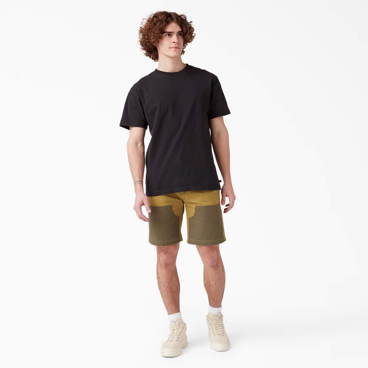 Regular Fit Contrast Chap Front Shorts, 9" - Stonewash Military/Moss Green (S2I) image number 4
