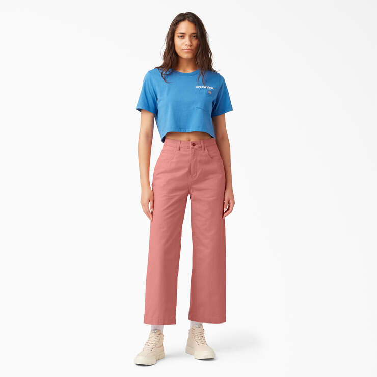 Women's Stonewashed Cropped Carpenter Pants - Stonewashed Rosette (S2R) image number 4