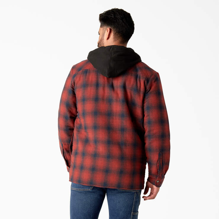Flannel Hooded Shirt Jacket - Dark Navy/Brick Ombre (DVM) image number 2