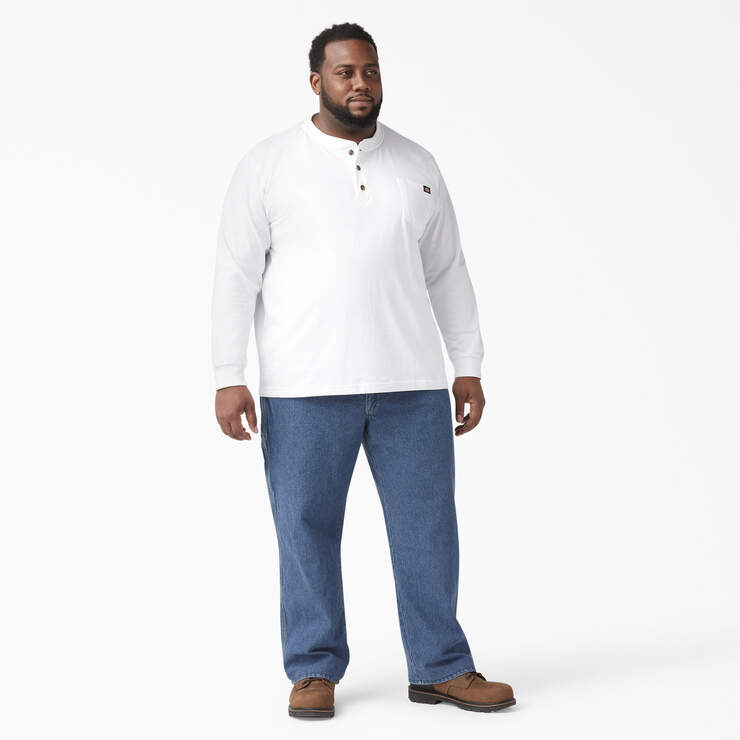 Heavyweight Long Sleeve Henley T-Shirt - White (WH) image number 7