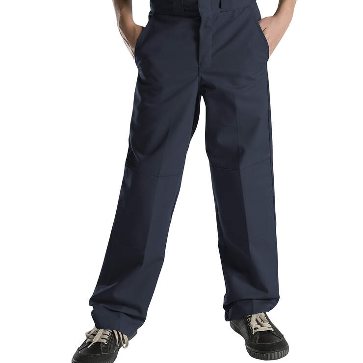 Boys' Relaxed Fit Straight Leg Double Knee Pants, Husky - Dark Navy (DN) image number 1