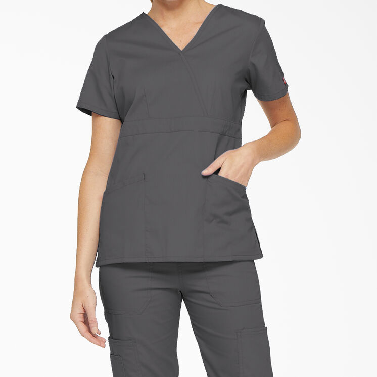 Women&#39;s EDS Signature Mock Wrap Scrub Top - Pewter Gray &#40;PEW&#41;