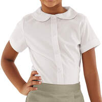 Girls' Peter Pan Collar Short Sleeve Blouse - White (WH)