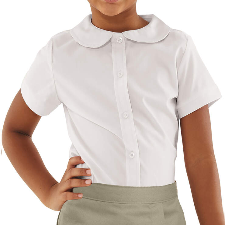 Girls' Peter Pan Collar Short Sleeve Blouse - White (WH) image number 1
