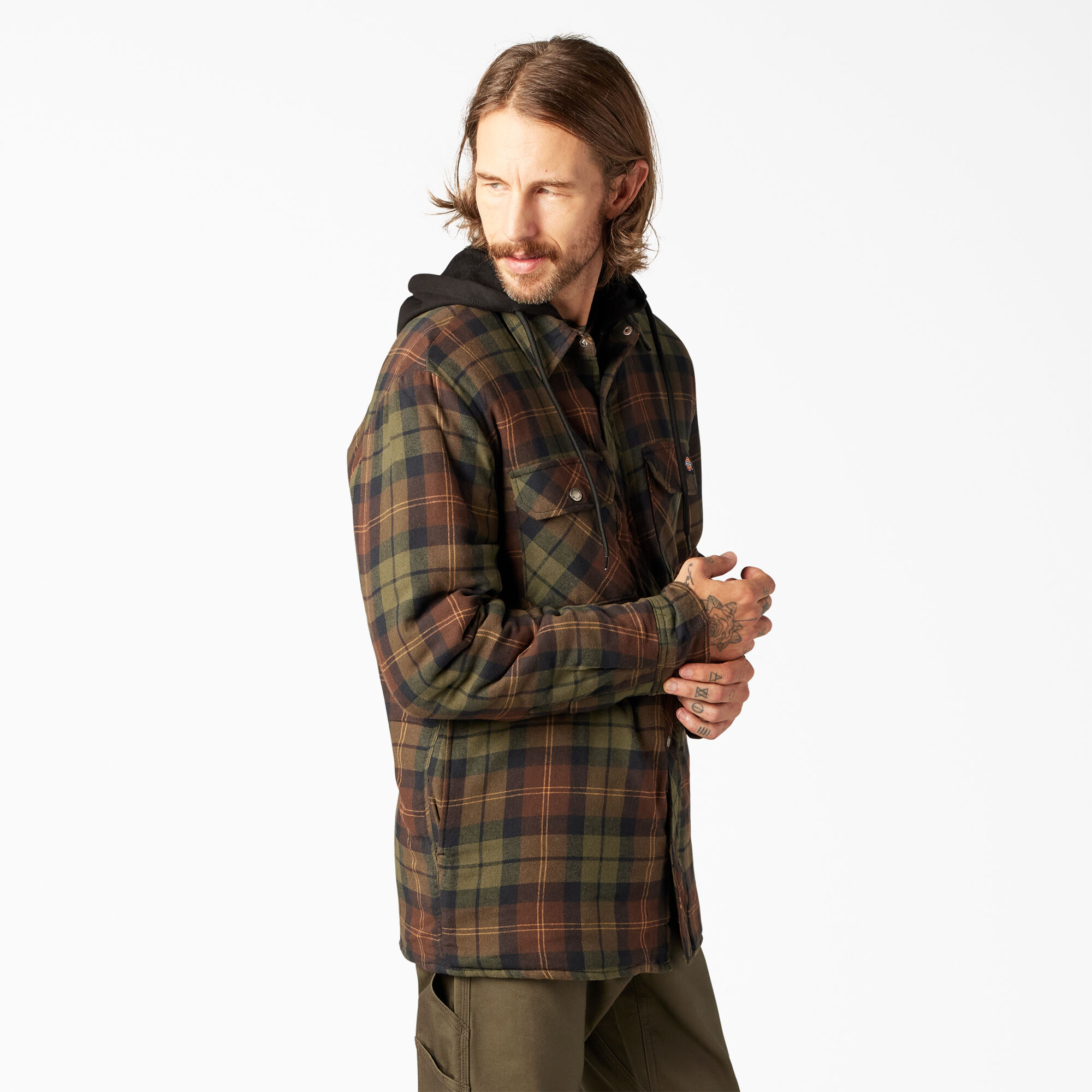 Dickies men's relaxed fit clearance hooded quilted shirt jacket