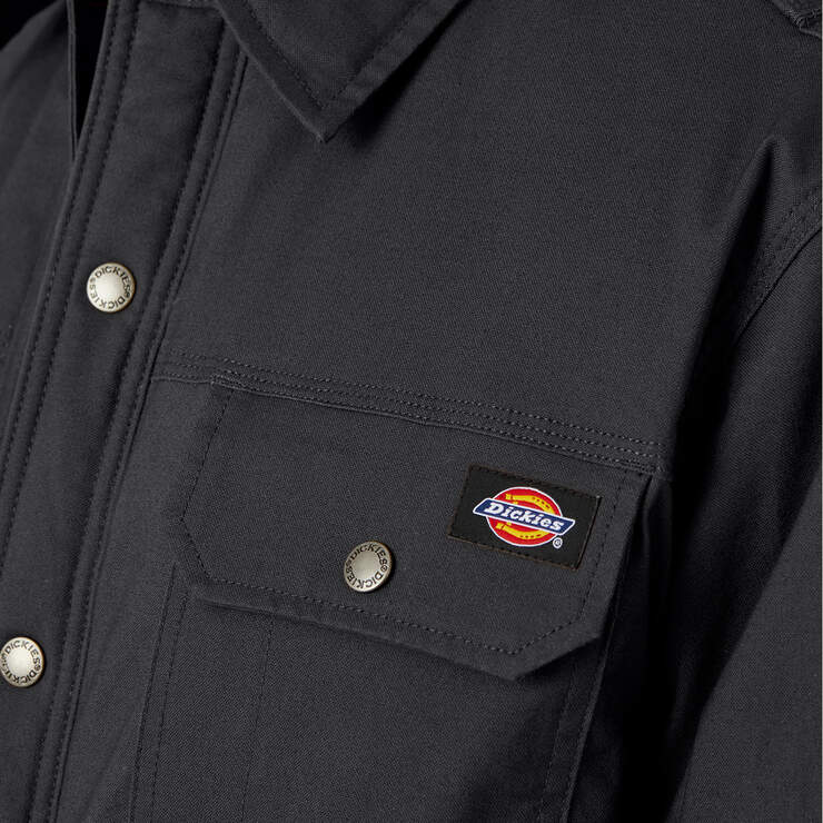 Water Repellent Fleece-Lined Duck Shirt Jacket - Black (BK) image number 6