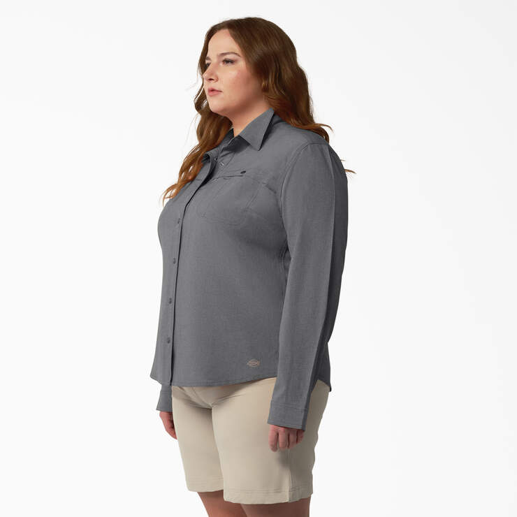 Women's Plus Cooling Roll-Tab Work Shirt - Graphite Gray (GAD) image number 3