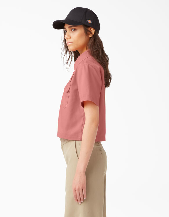 Women&#39;s Cropped Short Sleeve Work Shirt - Rinsed Rosette &#40;R2R&#41;