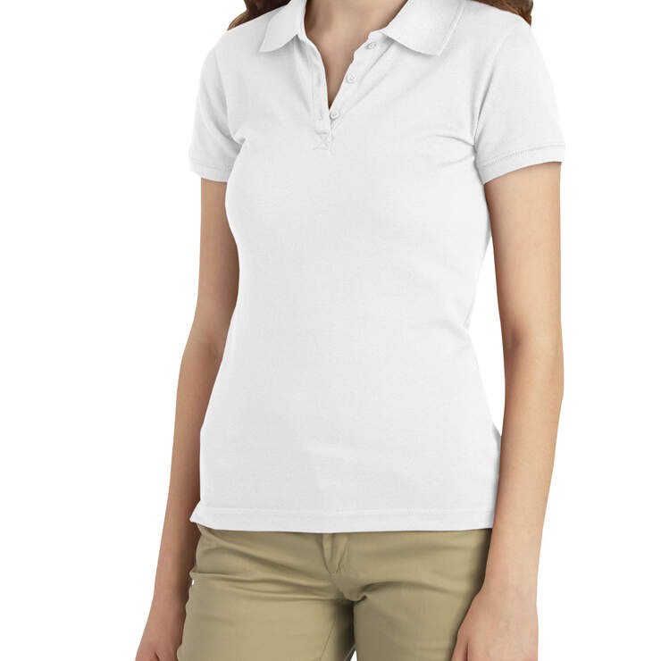Juniors Schoolwear Stretch Pique Polo - White (WH) image number 1